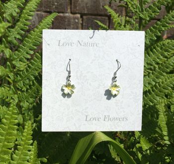 Yellow Primrose February Birth Flower Drop Earrings, 2 of 5