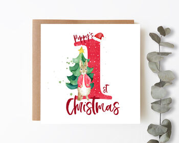 Personalised First Christmas Card Rabbit, 4 of 4