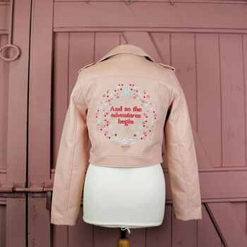 Light Pink Cropped Bride Leather Jacket, 5 of 10