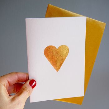 Handmade Gold Leaf Heart Valentines Love Card, 2 of 7