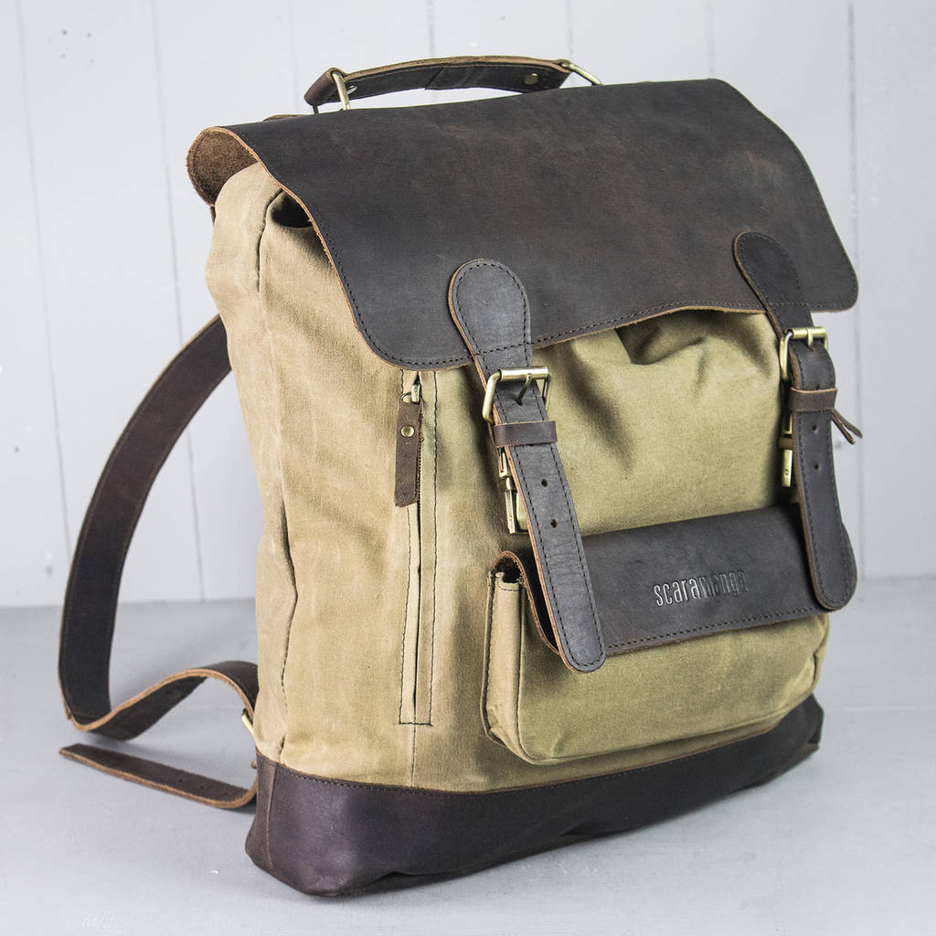 Leather And Canvas Large Backpack By Scaramanga | notonthehighstreet.com