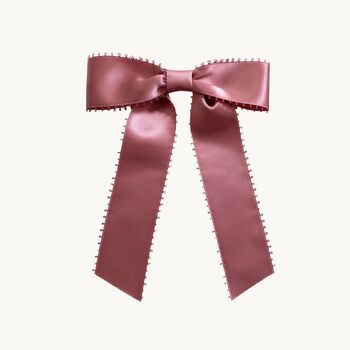 'Emma' Pink Satin Hair Bow Barrette, 2 of 2