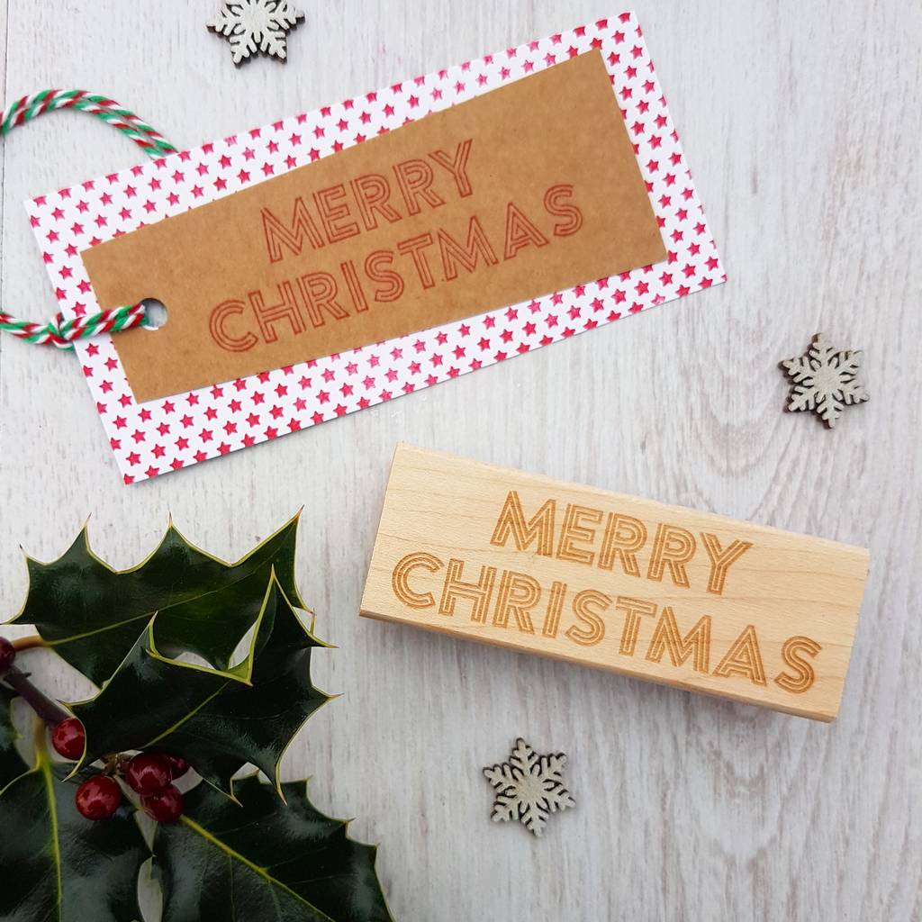 Merry Christmas Neon Sign Rubber Stamp, 1 of 2