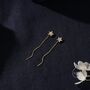 Star Bezel Cz Crystal Threader Earrings, thumbnail 5 of 9