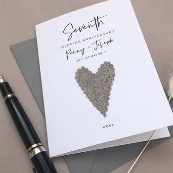 7th Wool Personalised Wedding Anniversary Card, 7 of 7