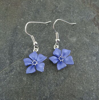 Periwinkle Blue Flower Drop Earrings, 2 of 6