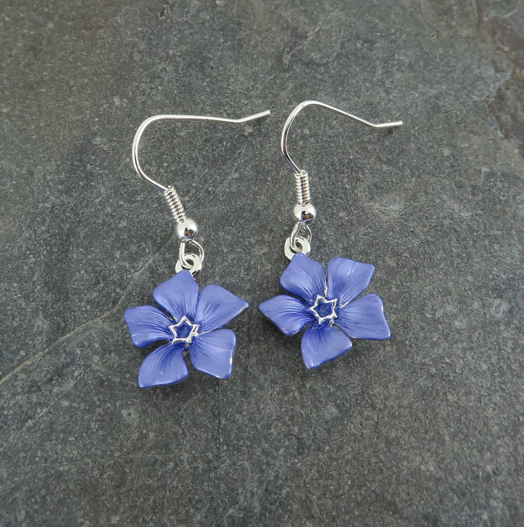 Periwinkle Blue Flower Drop Earrings By ATLondonJewels ...