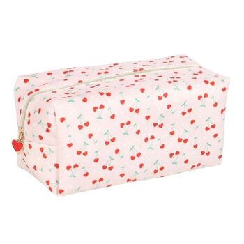 Love Heart Cherry Print Makeup Bag With Enamel Zip Pull, 2 of 4