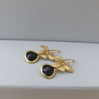 Black Orchid Drop Earrings, 2 of 5