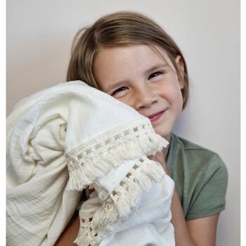 Personalised Baby Muslin Blanket In Soft Cream, 2 of 7
