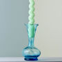 Vintage Glass Fluted Bud Vase / Candlestick Blue, thumbnail 1 of 3