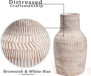 Farmhouse Vintage Beige Ceramic Vases Set Of Two, 5 of 6