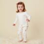 Baby And Children's White Teddy Print Pyjamas, thumbnail 3 of 5