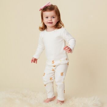 Baby And Children's White Teddy Print Pyjamas, 3 of 5