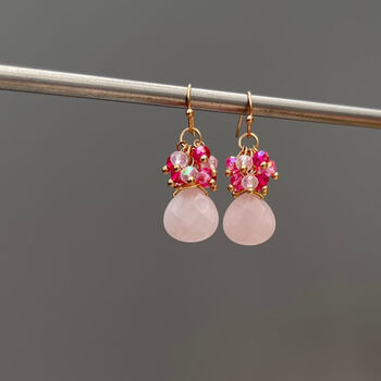 Rose Quartz And Crystal Earrings, 4 of 6