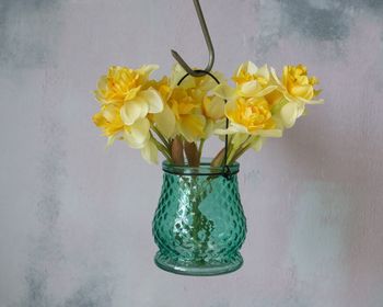 Faux Daffodils In Glass Vase, 8 of 10