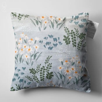 Blue Decorative Cushion Cover With Daisy Design, 5 of 7