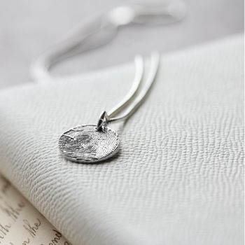 Silver Round Thumbprint Charm Necklace, 3 of 6