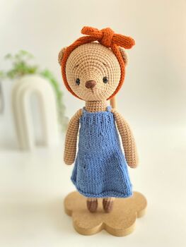 Handmade Crochet Teddy Bear With Clothes, 9 of 12