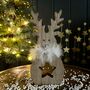 Star Cut Out Wooden Deer With Scarf Decoration, thumbnail 1 of 3