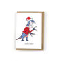 Santa Claus Dinosaur Christmas Card, thumbnail 1 of 2