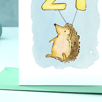 Hedgehog 21st Birthday Card, 2 of 8
