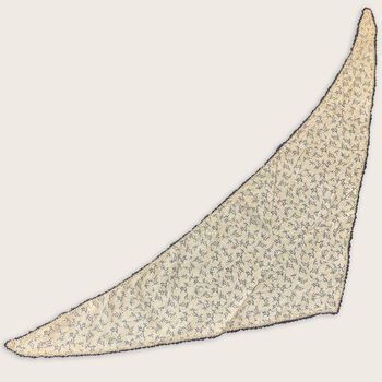 Dainty Black And Beige Flower Print Triangle Scarf, 4 of 4