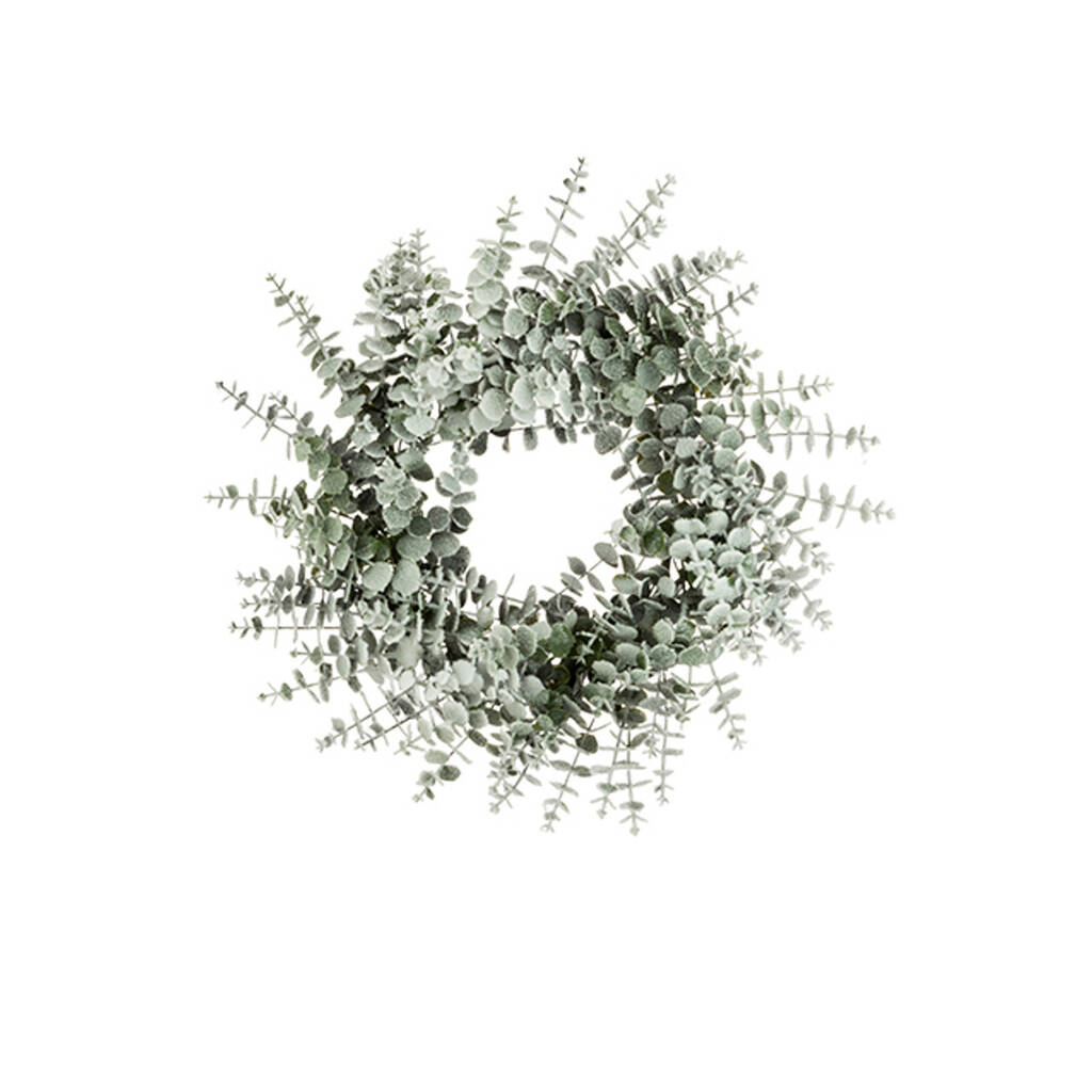 Spiral Artificial Eucalyptus Frosted Winter Wreath 60cm