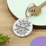 Godmother Gift Personalised Floral Pewter Keyring, thumbnail 1 of 5