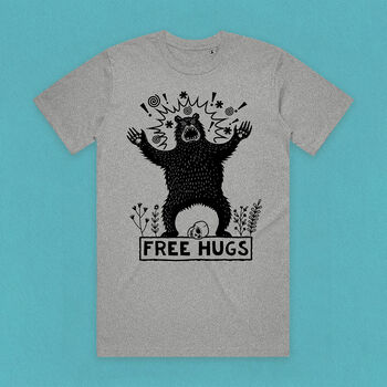 Free Hugs Festival Bear Adult Men's T Shirt, 3 of 10