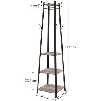 Coat Stand Coat Rack Coat Tree With Hooks And Shelves, 8 of 8
