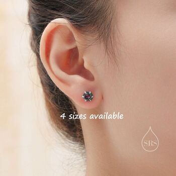 Prong Set Mystic Black Cz Stud Earrings, 8 of 12