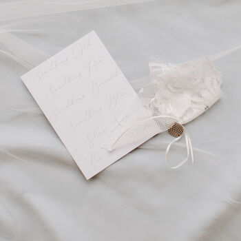 Personalised Gold Star And Lace Tie Style Wedding Garter, 6 of 8