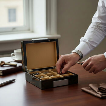 Personalised Hand Finished Wood Cufflink Box, 9 of 12