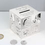 Personalised Big Name Abc Money Box – Baby Keepsake For Christening Or New Baby Gift, thumbnail 1 of 4