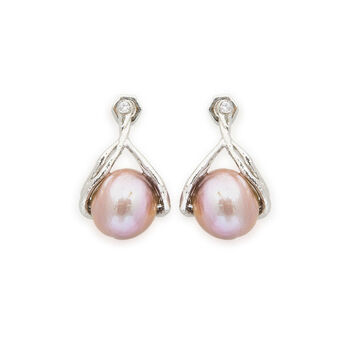 Gw Silver Plated Baroque Pearl Earrings, 2 of 5