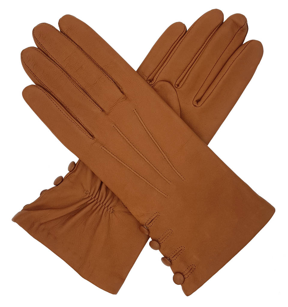 Kate. Women's Silk Lined Button Leather Gloves By Gloves