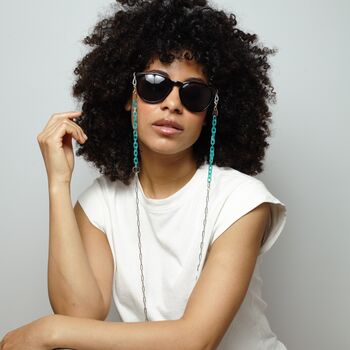 Cooper – Marbled Turquoise And Silver Paperclip Acrylic Glasses Chain, 4 of 6