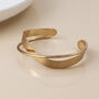 Gold Plated Twisted Mixed Finish Crossover Cuff Bangle Bracelet, thumbnail 2 of 6