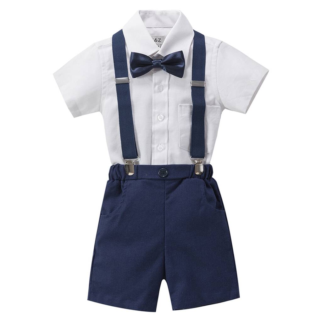 Ring Bearer Linen Blend 4pc Outfit With Brace, 1 of 5