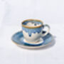 Blue Set Of Two Porcelain Espresso Cups Saucers Set, thumbnail 1 of 7