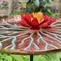Copper Lily Pad Sculpture With Red Flower Large Outdoor Garden Art, thumbnail 3 of 5