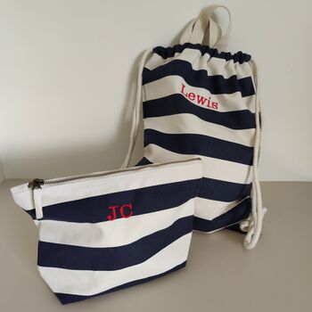 Nautical Striped Cotton Make Up Cosmetic Bag, 8 of 10