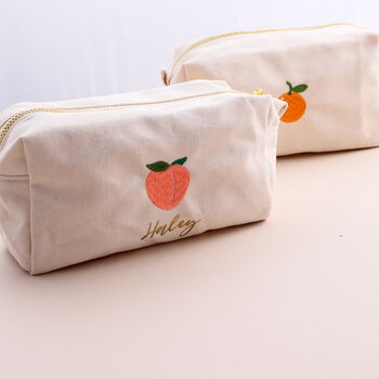 Personalised Embroidered Fruit Cosmetic Or Pencil Case, 2 of 6