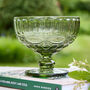 Aurielle Green Glass Footed Dessert Bowl, thumbnail 1 of 3