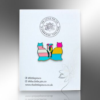 Trans Pansexual Pride Cats Lgbtqia+ Hard Enamel Lapel Pin Badge, Transgender Brooch, Lgbtqia+ Jewellery Gifts, 4 of 8