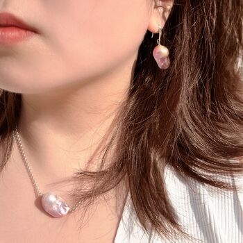 Silver Pink Baroque Pearl Necklace, 5 of 6