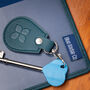 Eco Friendly Disabled Blue Badge Vegan Leather Wallet And Radar Key Made From Recycled Bottles In Peacock Blue, thumbnail 3 of 10