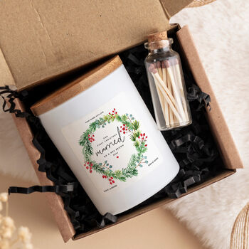 Personalised First Christmas Married Candle Gift, 2 of 6