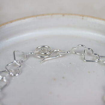 Sterling Silver Geo Heart Chain Bracelet, 6 of 6